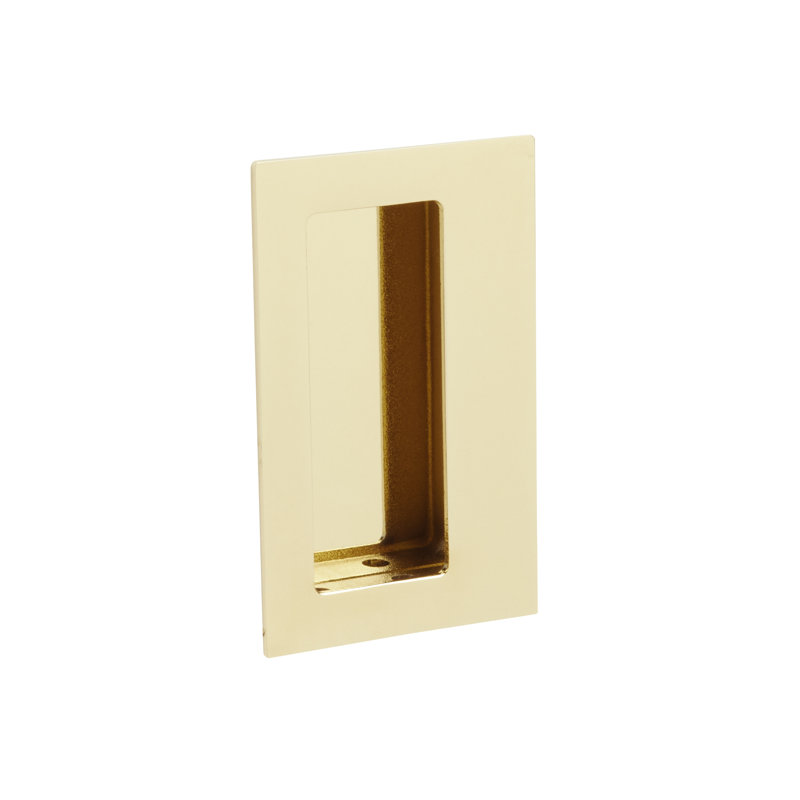 Emtek Rectangular Flush Door Pull w/ Offset Recess Pocket,, Polished Brass