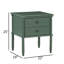 Table de chevet 2 tiroirs Emmett avec finition verte rétro et pieds en bambou, parfait pour un décor tropical et un rangement-391774411
