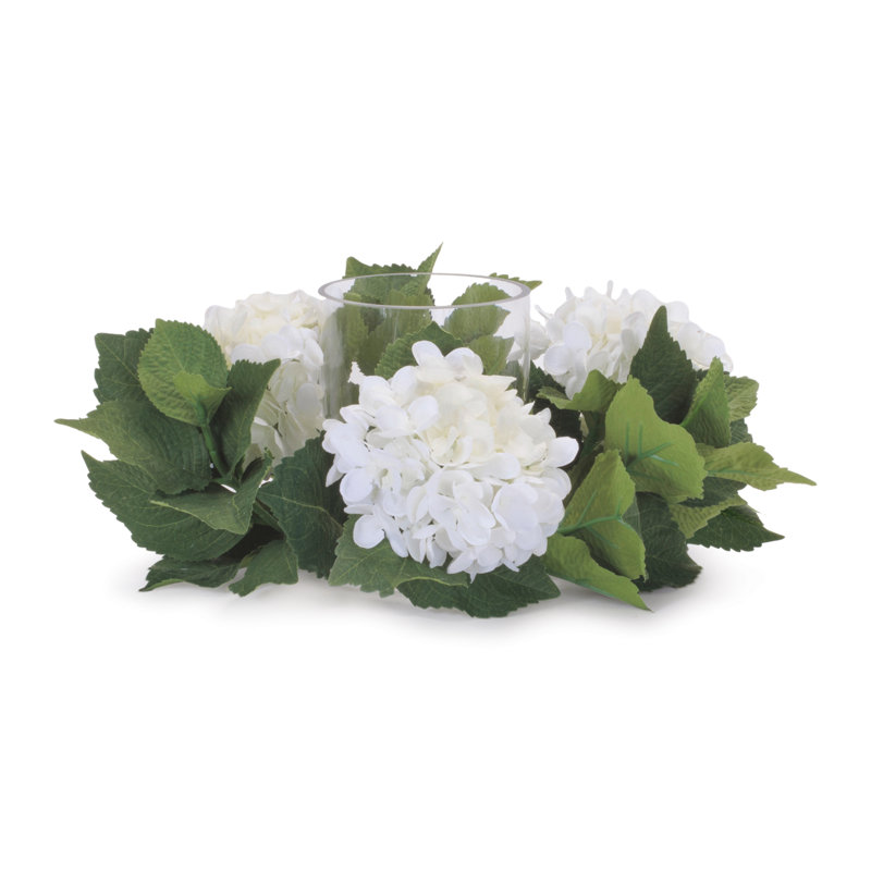 Bougie Hydrangea avec ouragan en verre