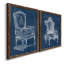 Antique Chair Blueprint I - ensemble de 2 impressions encadrées sur toile-1191235430-1191235431