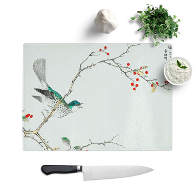 Tempered Glass Brown-Eared Bulbul Bird Chopping Board