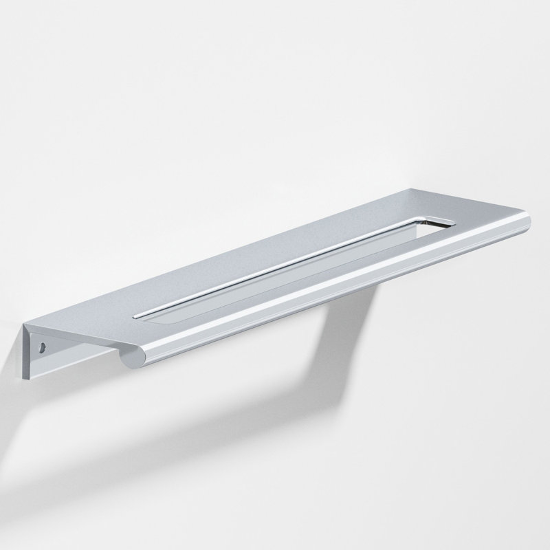 Poignée de bord avec rebord arrondi et découpe centrale, Chrome poli, 3"