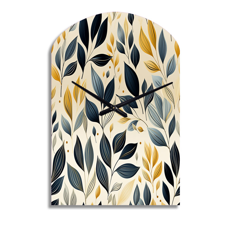 Horloge murale moderne à motif de feuilles VI, Grand