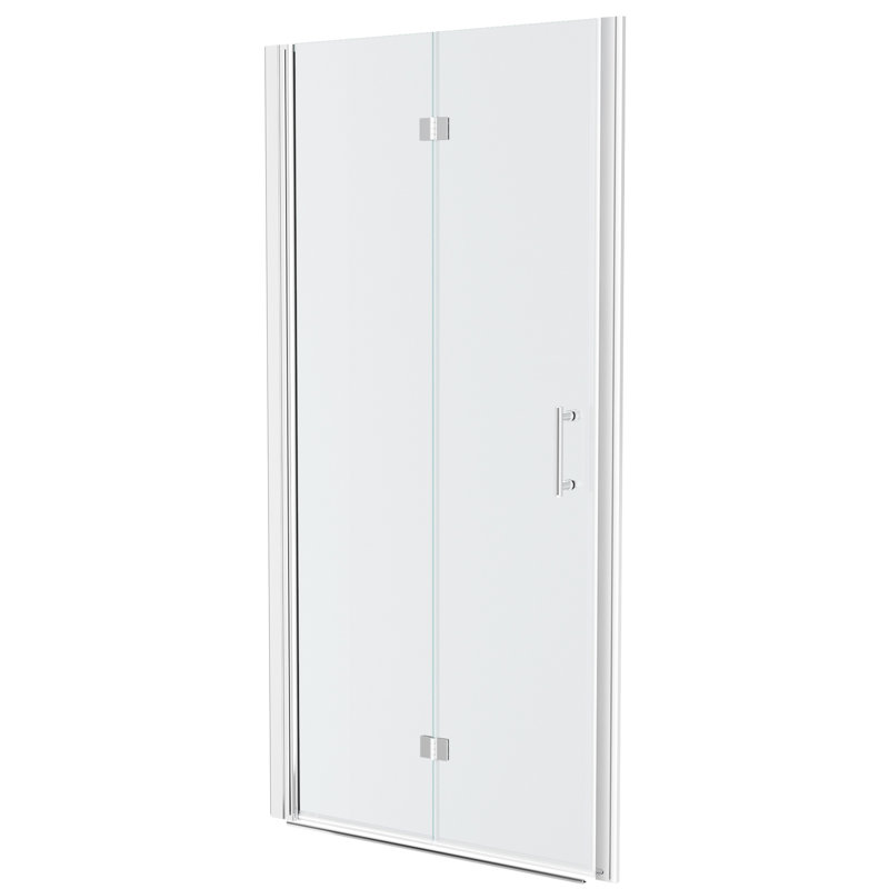 Porte de douche pliante en verre trempé l 34 po x H 72 po, finition eau idéale pour redécorer la salle de bain Options d'installation flexibles Maximiser l'utilité
