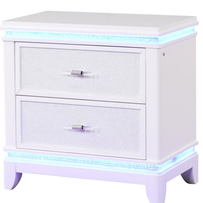 Table de chevet blanc laiteux, style moderne avec tiroirs blanc contemporain et spacieux