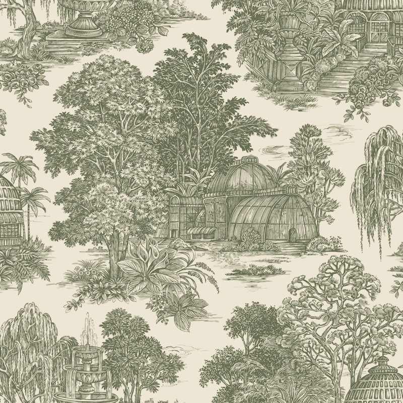 Osterley Toile Non-Pasted Wallpaper, Green