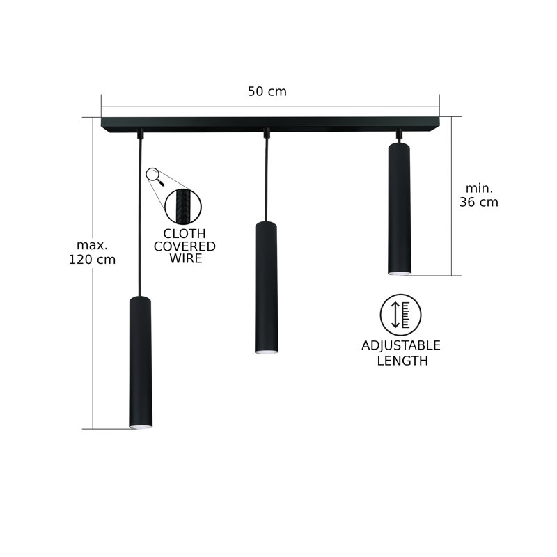 Svala - Light Matte Black Cylinder Pendant, 3