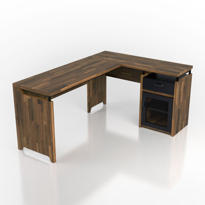Bureau de direction en bois avec rangement en L 62,8 po Wescomb