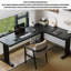 Bureau en L noir en bois massif-660560000