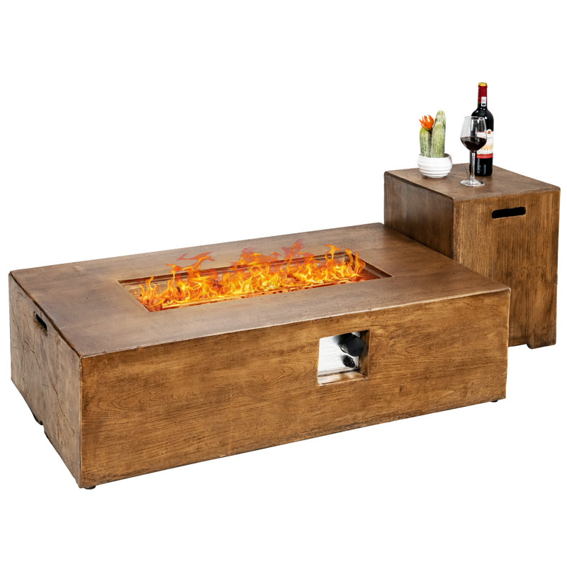 Table de foyer d'extérieur au propane en acier inoxydable H 13,5 po x l 48 po Donnovin