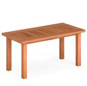 35.5" Wooden Coffee Table W/slatted Tabletop Rectangular Outside Table For Deck