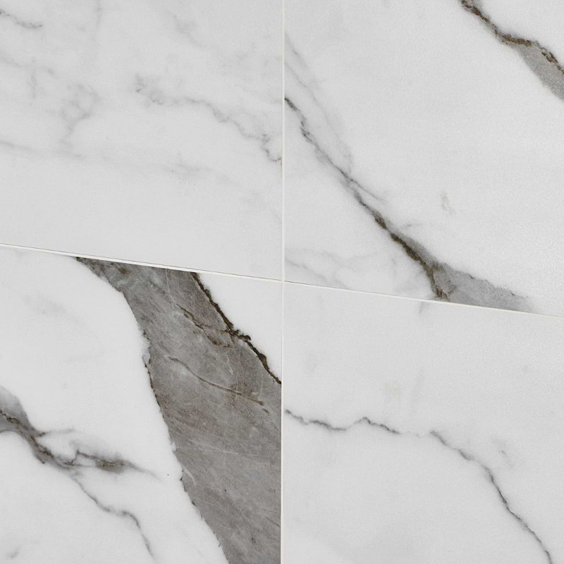 DreamStone 12x24 Matte Marble Look Porcelain Tile, Statuario Valley Matte