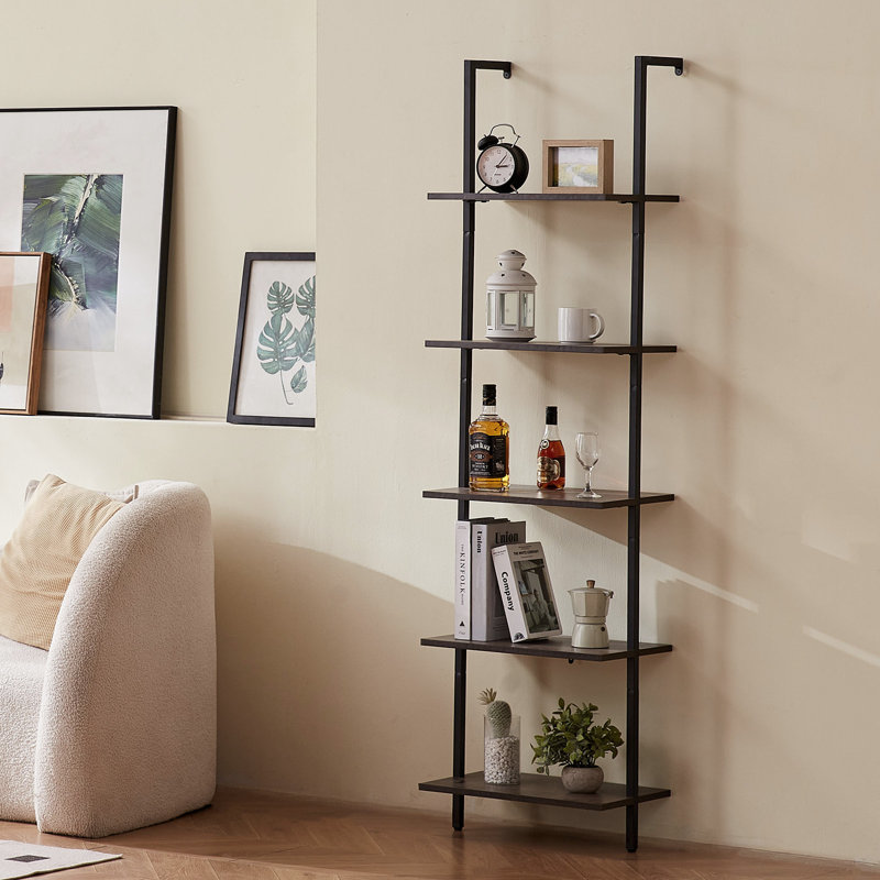 5 Piece Square Floating Shelf, 178cm H x 48cm W x 30cm D, Black/Vintage