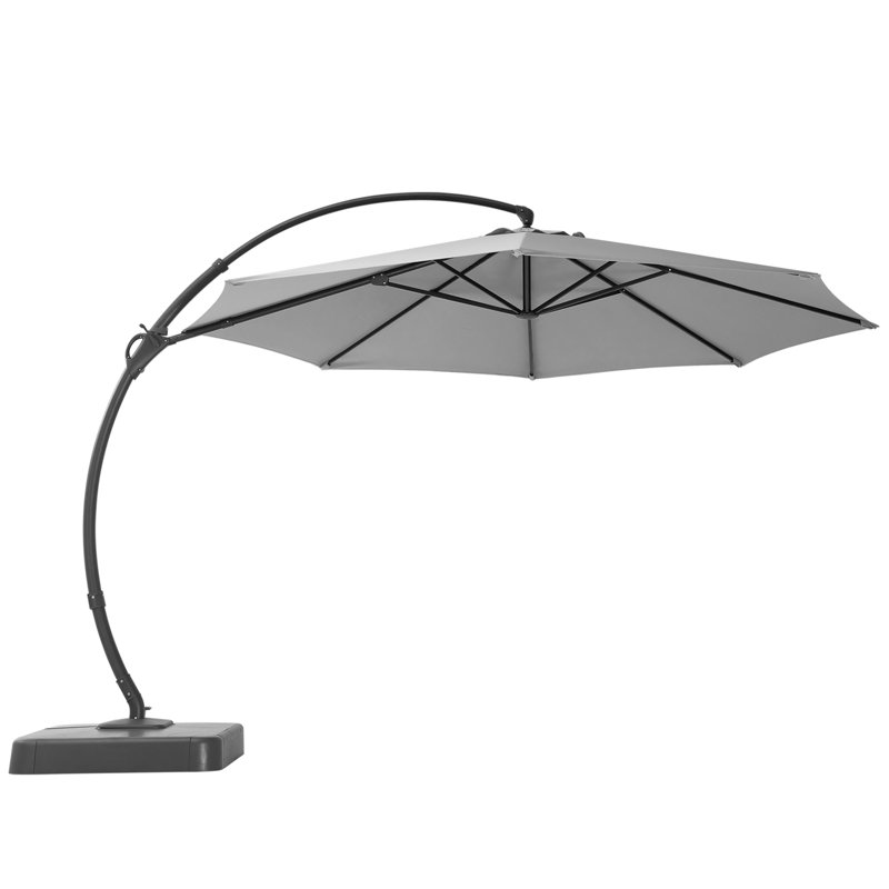  Parasol de patio décalé 12 pi avec base Yardgrace, rotation à 360 ° et inclinaison réglable, résistant aux rayons UV et à l'eau