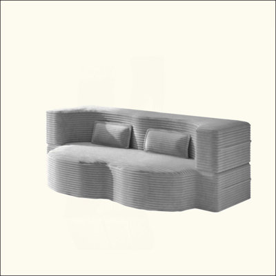 Canapé moderne avec 2 coussins, canapé-lit en velours côtelé et rembourré de mousse, matelas pliant pour le salon, lit d'invité, salle de jeux, aucun assemblage requis
