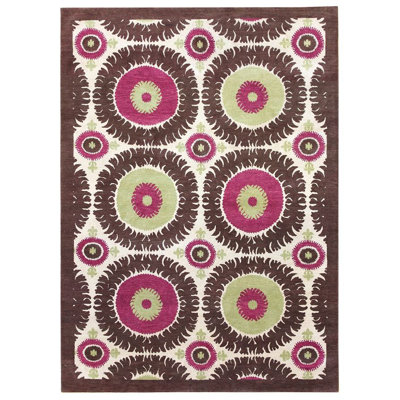 Suzani Hand Woven Wool Ikat Area Rug