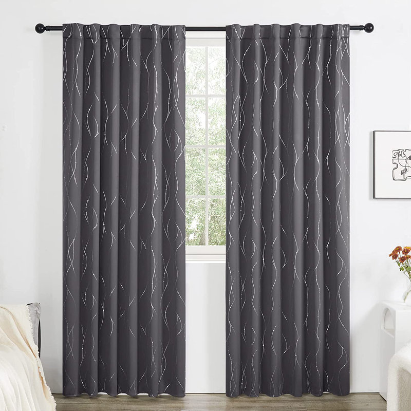 Conleigh Room Darkening Curtain Pair, 42'' W x 54'' L, Dark Gray