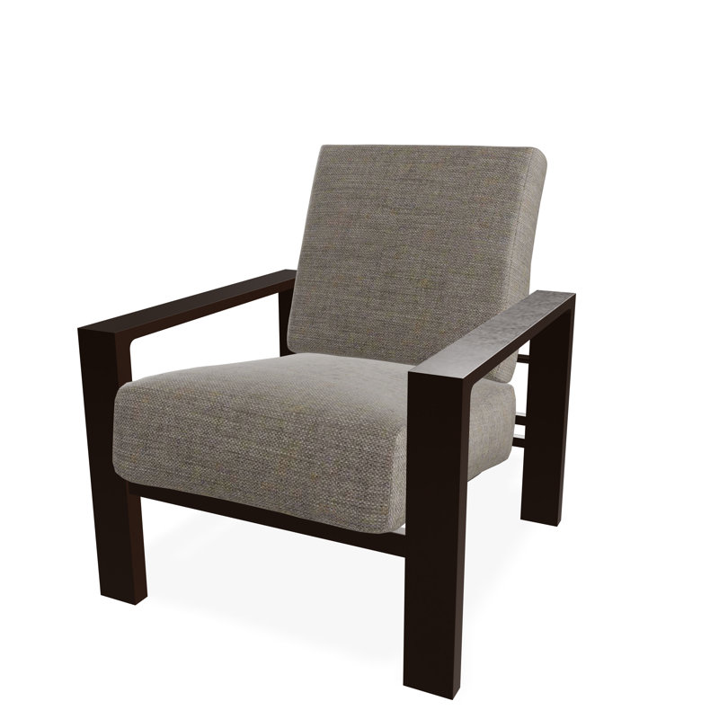 Chaise avec accoudoirs à coussin profond Larssen, Tissage uni cendre coulée Sunbrella®, Kona