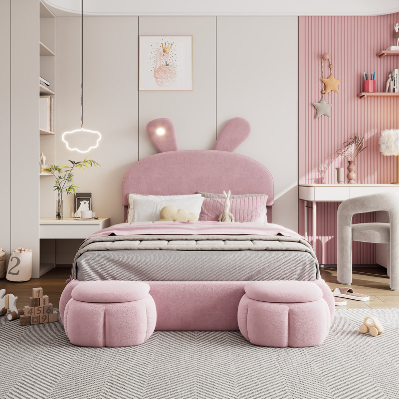 European Double (140 X 200 Cm) Daybed Bed Frame with Storage Included, Pink