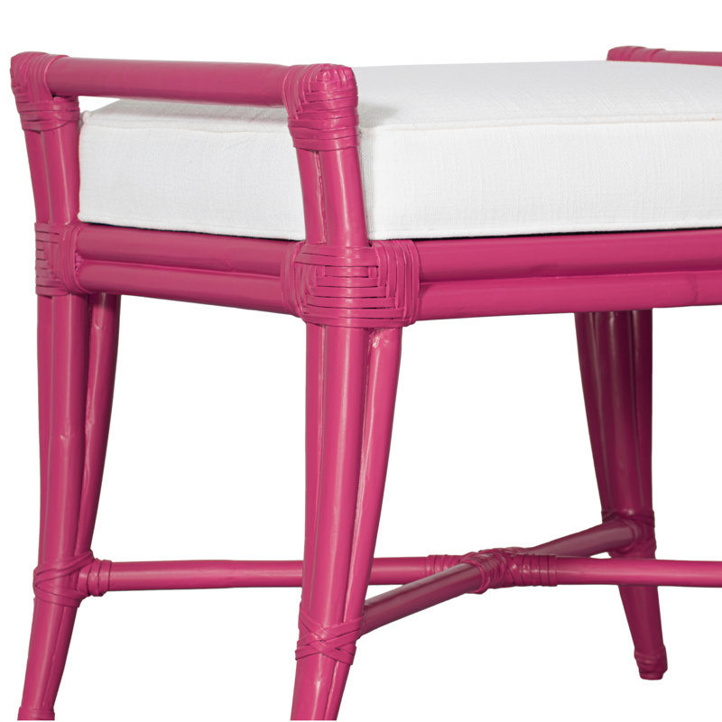 Malacca Upholstered Bench, Hisbiscus Pink