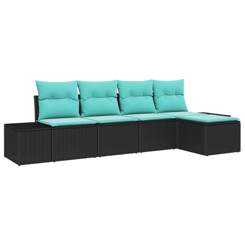 vidaXL Sofa Set with Cushion 5 pcs Black Synthetic: Poly Rattan