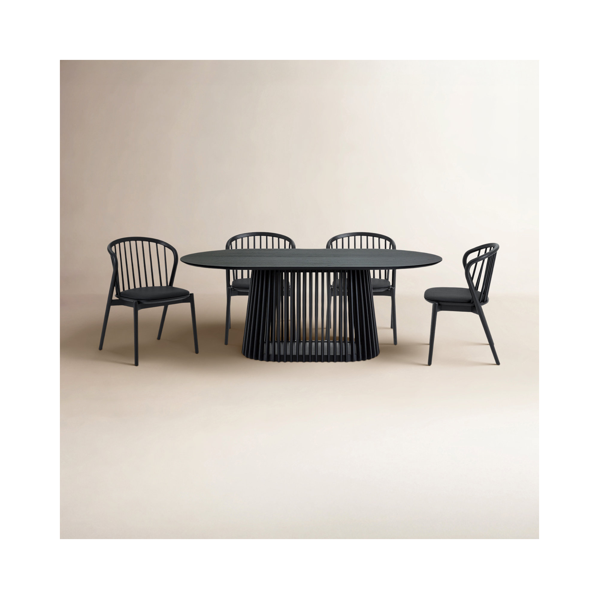 5 - Piece Extendable Dining Set, Black, Black