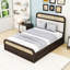 Grand lit plateforme en bois avec lit gigogne et 2 tiroirs-80034234