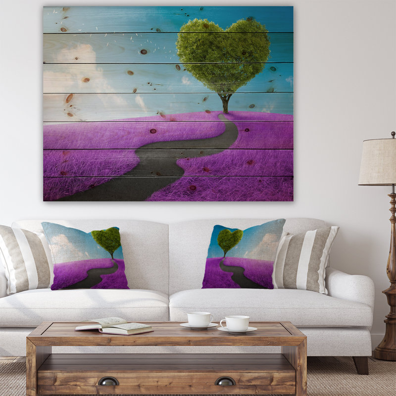 «Heart Tree Abstract», reproduction d'impression, H 30 po x l 40 po x P 1,5 po, Bois