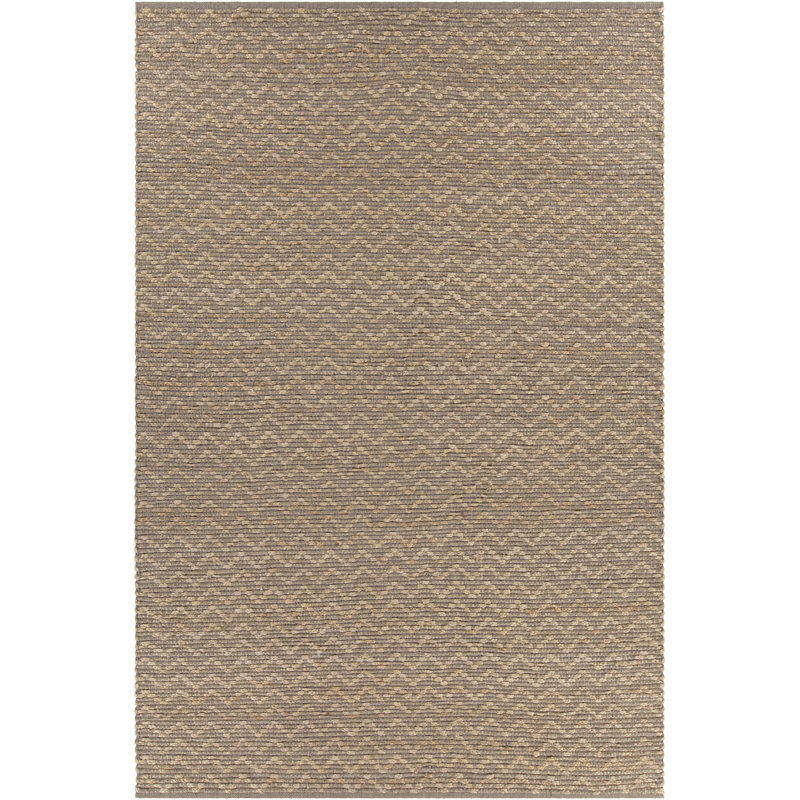 Tapis naturel foncé à chevrons tissé à la main, 7 pi 9 po X 10 pi 6 po