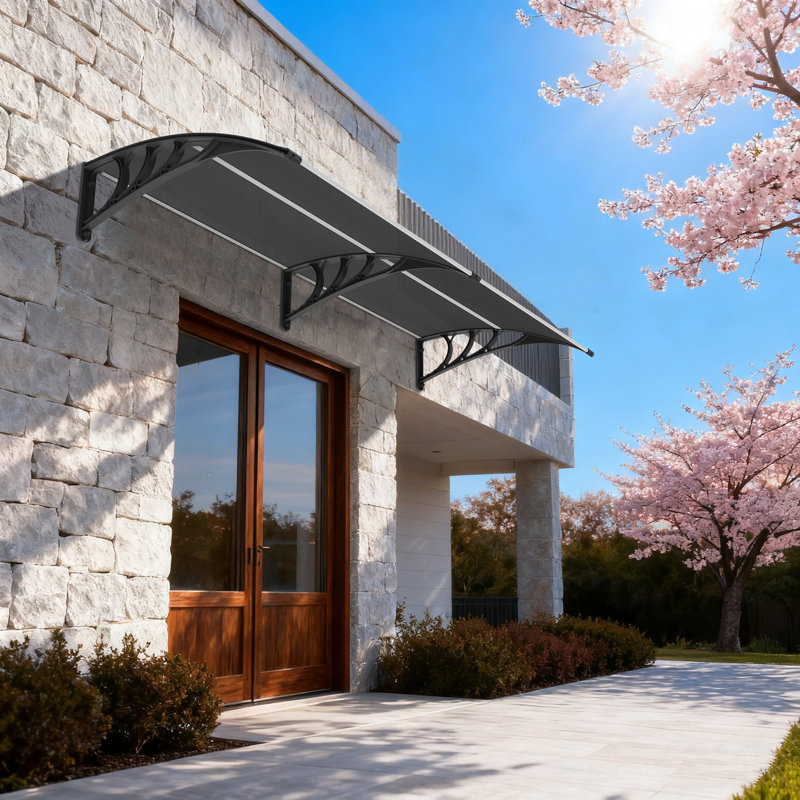 Auvent de fenêtre en polycarbonate, auvent de patio, Gris / blanc