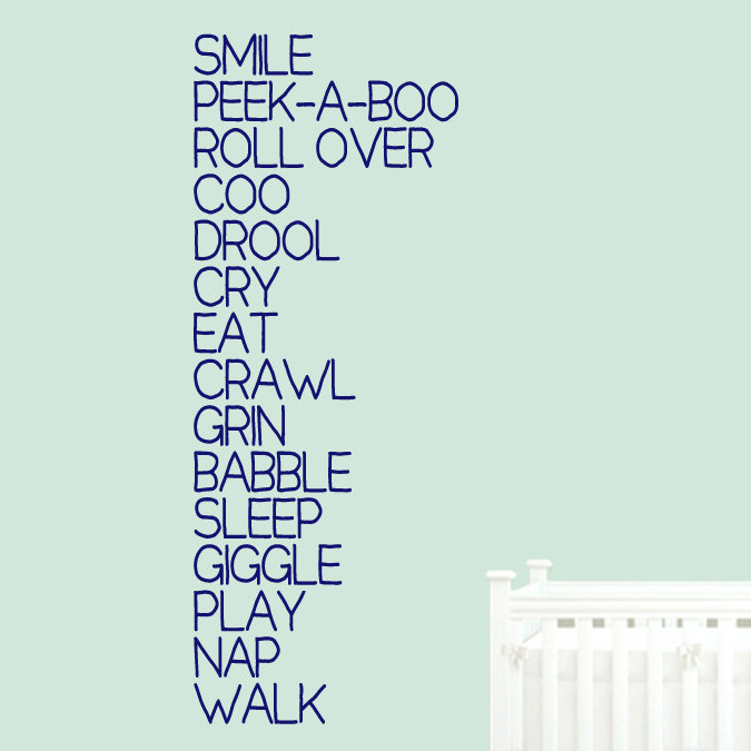 Text & Numbers Non-Wall Damaging Wall Decal, Navy