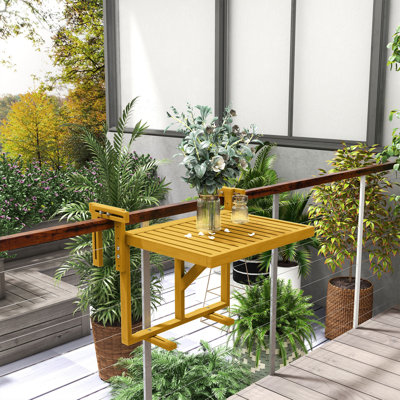 Space-saving Adjustable Wood Balcony Folding Table - Perfect For Outdoor Dining And Study