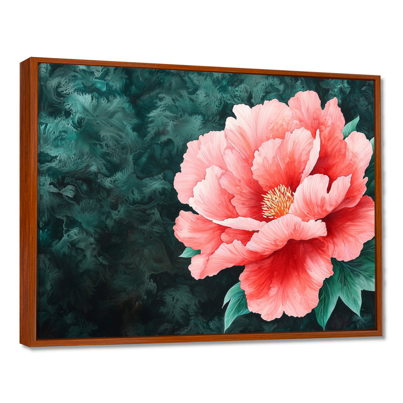 Pivoine rose d'été en pleine floraison II - impression d'art mural pivoine, H 34 po x l 44 po, Brun