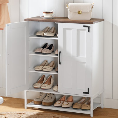 6-Tier Farmhouse Shoe Storage Cabinet with Adjustable Shelves