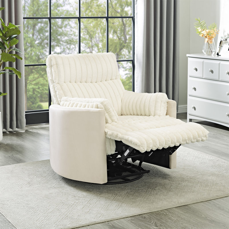Fauteuil inclinable manuel en velours côtelé Sabria Bocaton, Blanc