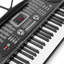 61 touches pour clavier de piano électronique portable avec support, tabouret, casque d'écoute, microphone et feuille d'autocollants