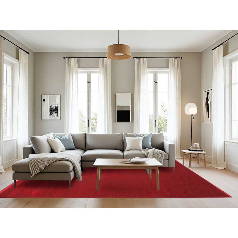Tapis de zone rouge contemporaine, Rectangle 8 pi x 12 pi