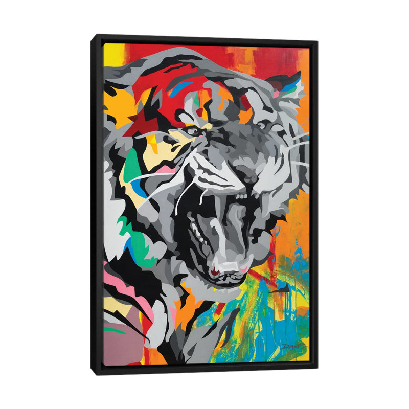 «Tiger», impression sur toile, H 26 po x l 18 po x P 1,5 po, Toile avec cadre noir, Pas de tapis