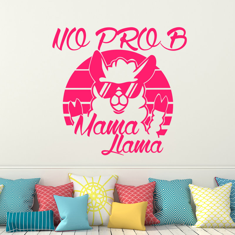 Décalcomanie murale "no prob maman llama", Rose vif