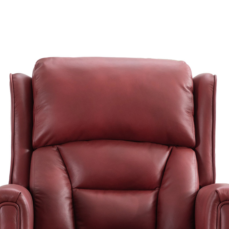 Lelani Ansley Genuine Leather Lift Assist Recliner, Burgundy