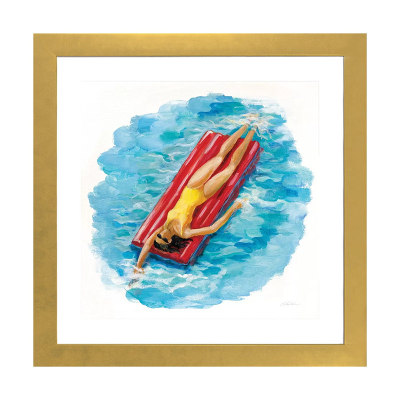 «Sunbather II» par Silvia Vassileva - reproduction, H 16 po x l 16 po x P 1 po, Papier encadré doré, Blanc