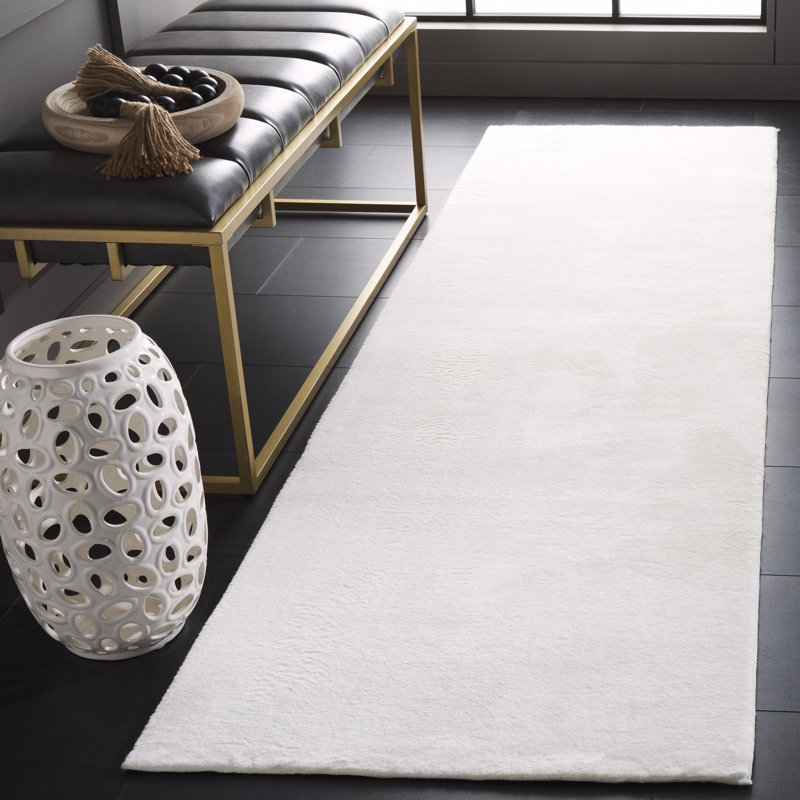 Ayane Faux Rabbit Fur Performance Machine Washable Solid Color Rug, Runner 2'3" x 8'