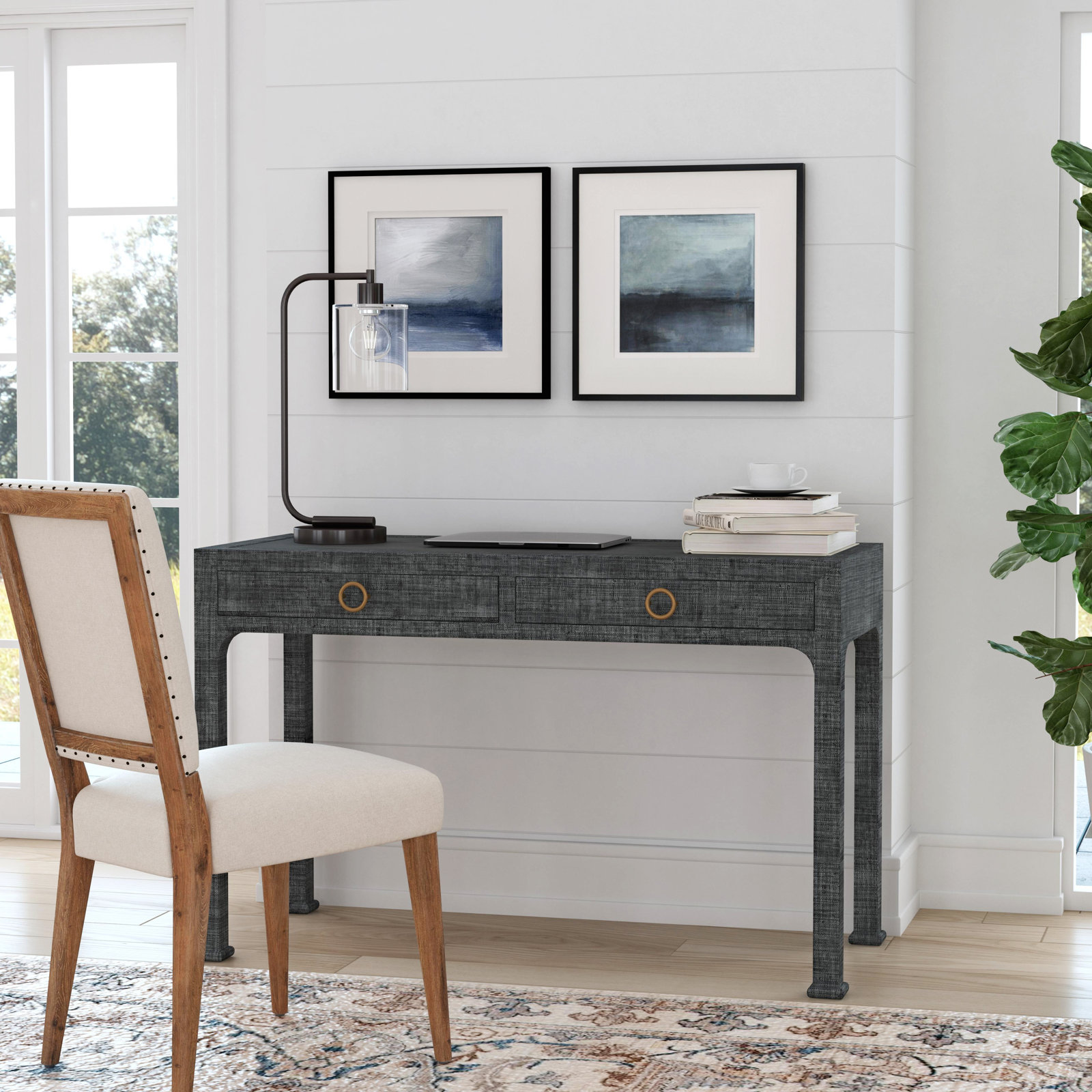 Keidy 47" Writing Desk, Charcoal Gray