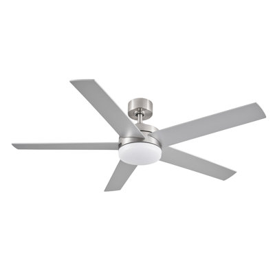 Weeden 52 in. 5 Blade Brushed Nickel Ceiling Fan with Remote Control, Dimmable LED Light Kit, and Reversible Motor