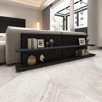 Modern Side Table with Anthracite Finish, 70.9 x 20.5 x 8.7 Inches | 100% Melamine Coated Particle Board & Metal Construction, Thickness: 0.7 Inches | Stylish Addition for Living Room, Bedroom, or Office
