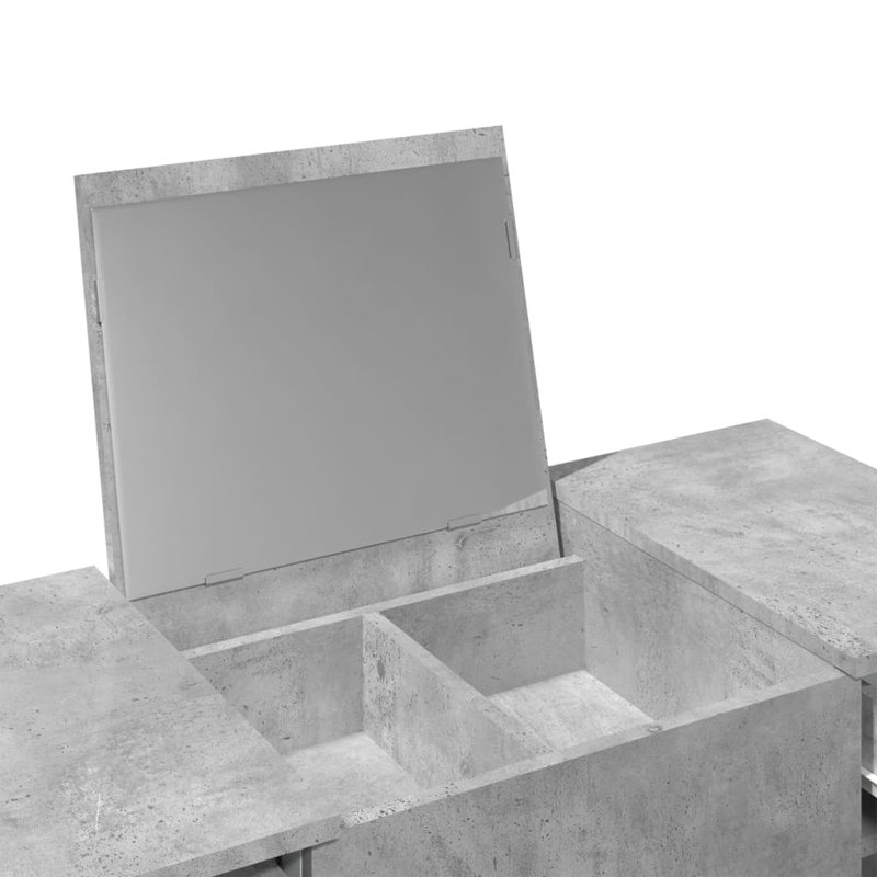Peysley Dressing Table with Mirror, Concrete Grey