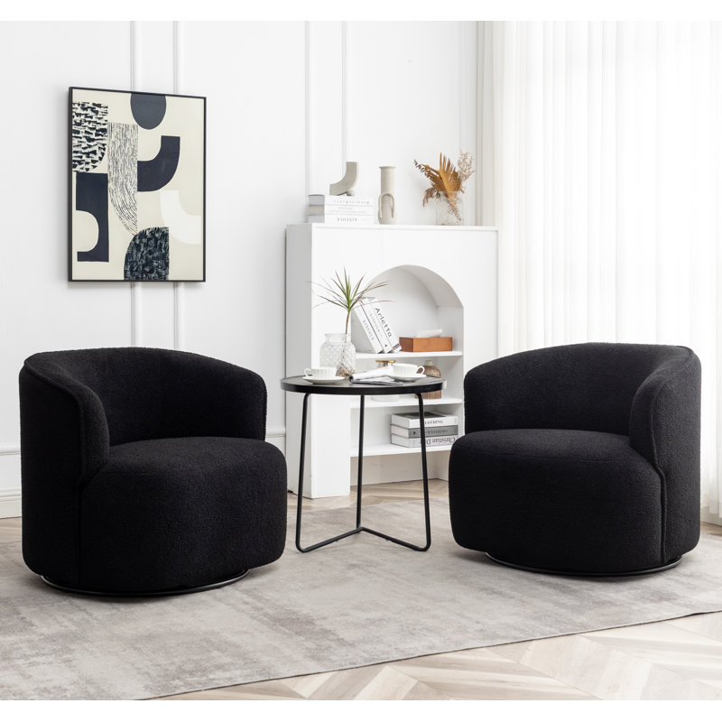 Fauteuil demi-tonneau pivotant Jalena, Polyester noir