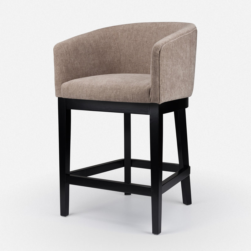 Upholstered Wooden Frame Bar Stool, Brown