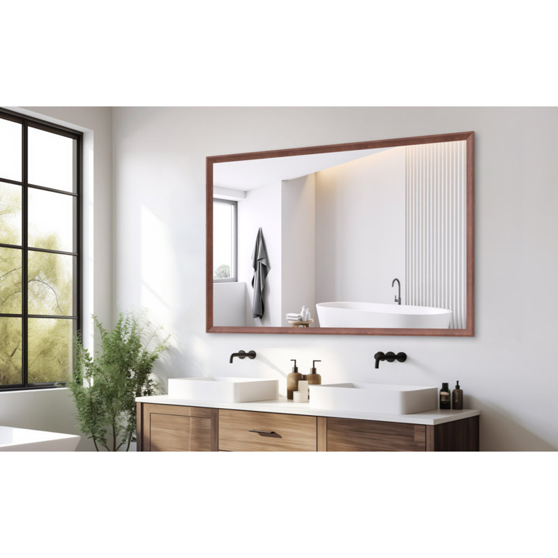 Miroir de salle de bain 60 po x 40 po, Noyer