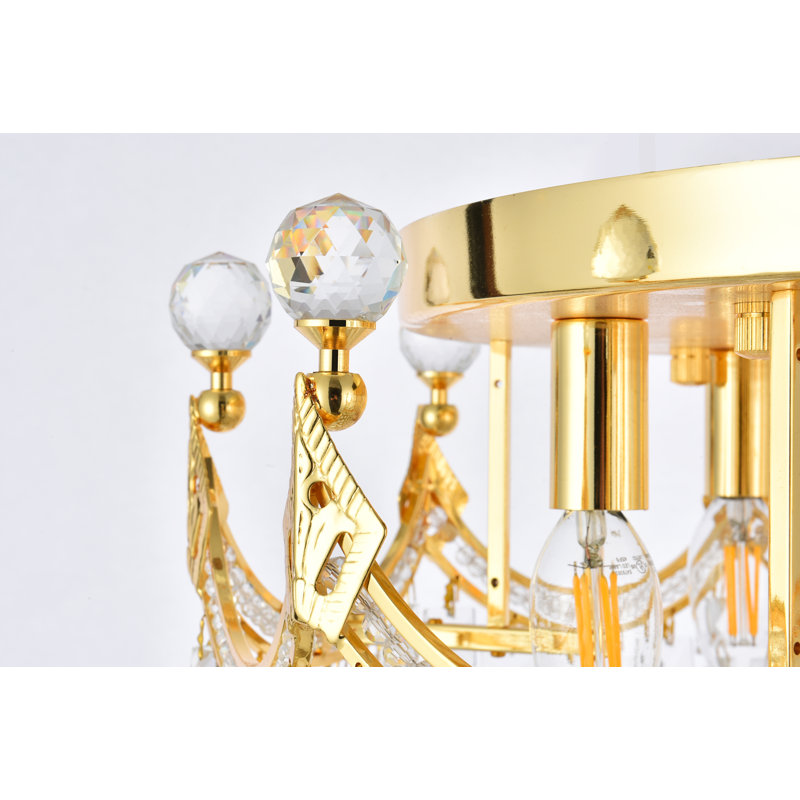 Plafonnier encastré 9 lumières 20 po Eustacio, Or, Coupe royale